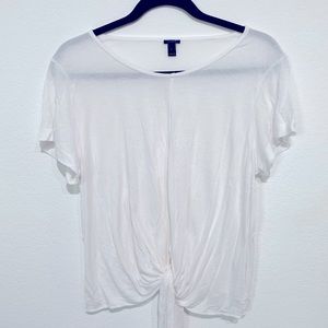 White JCrew Tie Front Short Sleeve Shirt